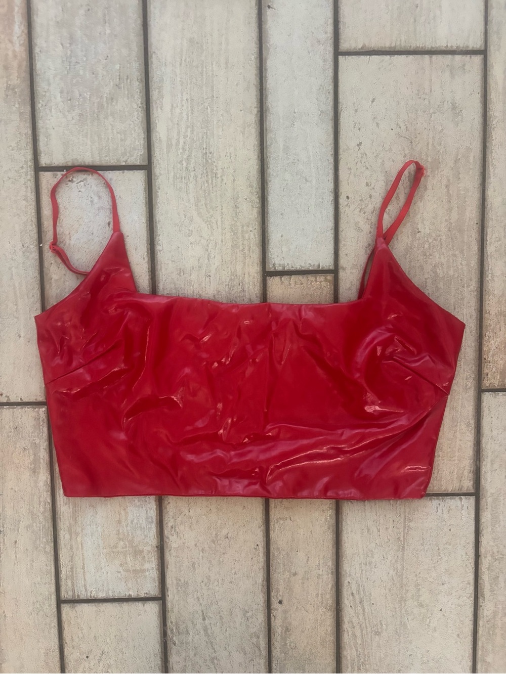 Windsor red faux leather crop top #fauxleather #edgy